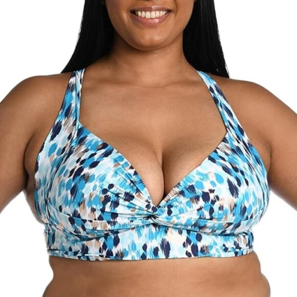 La Blanca 'Seaglass Shores' Twist-Front Bikini Swimsuit Top, Aquamarine - Picture 1 of 2